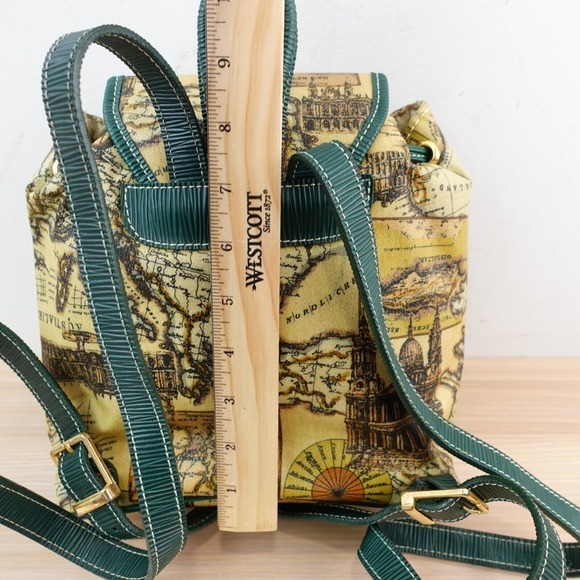 VTG Vittorio Godi World Map Mini Backpack Beige Green Atlas‎ PVC Eclectic Travel main image 14